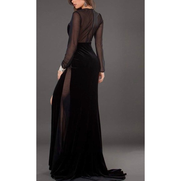 Jovani 74422 Long Sleeve Sheer Jewel Sheath Dress - Picture 2 of 2